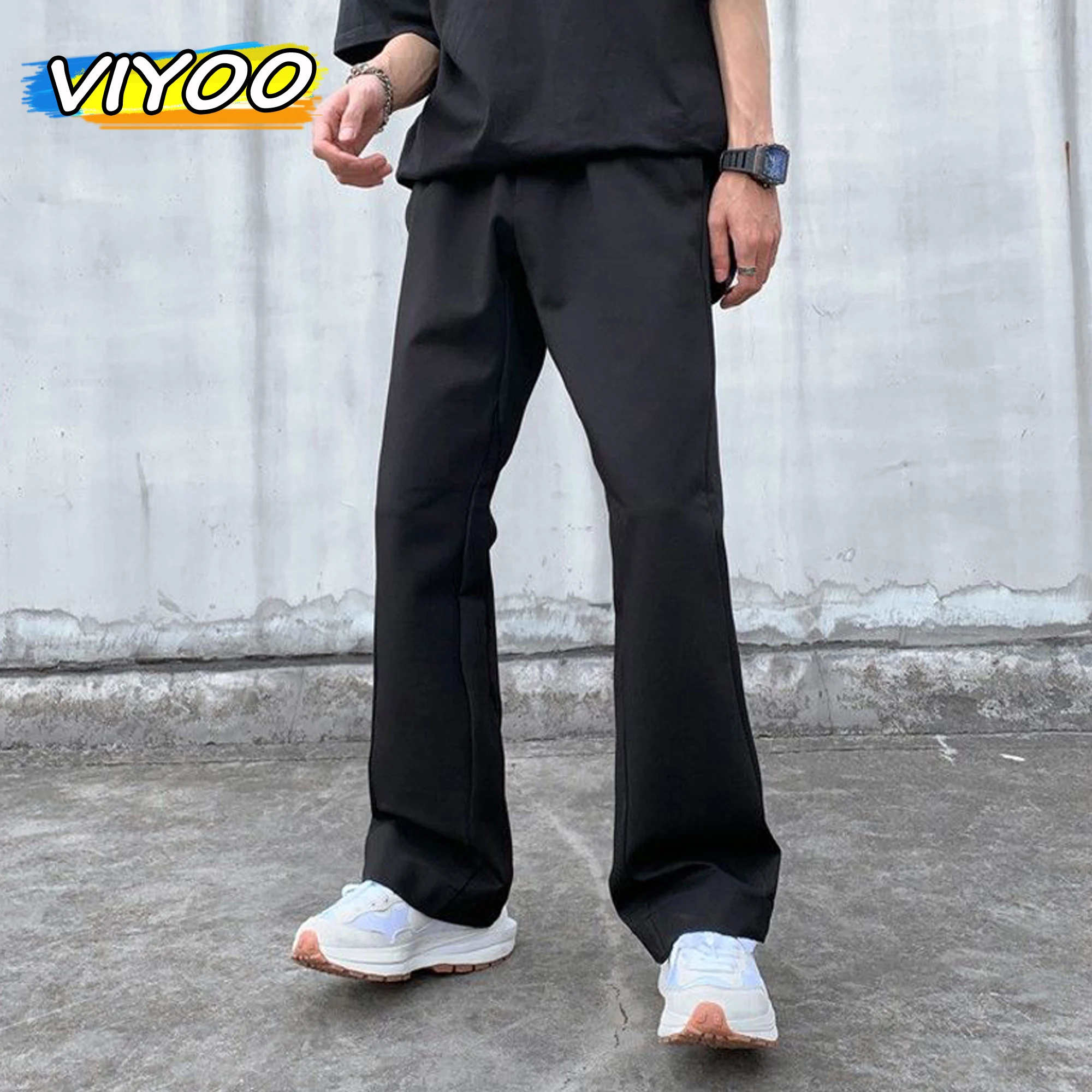 

Men's Black Baggy Flares Flared Trousers Jogging Pants Man Y2K Streetwear Wide Leg Pant Trousers For Men Sweatpants Korean Women