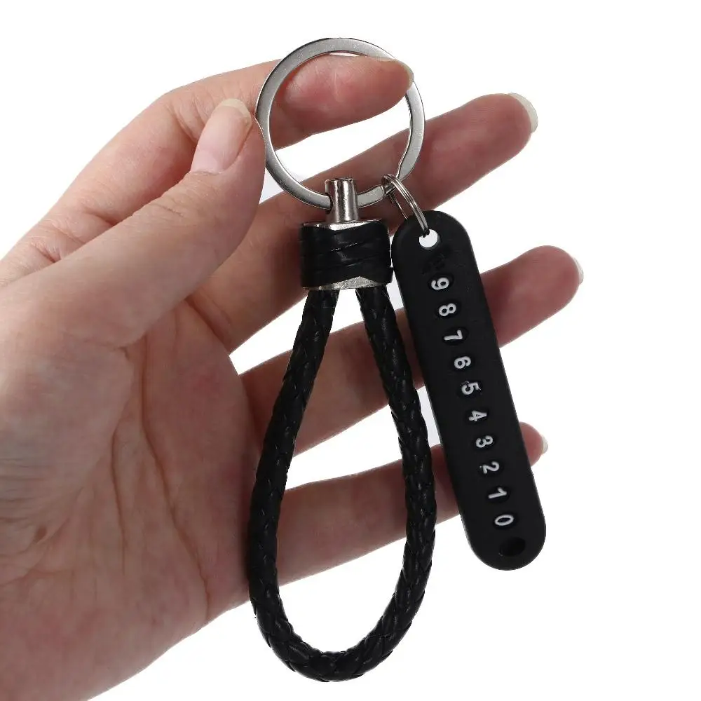 High Quality Anti-lost Leather Strap DIY Lanyard Keyring Phone Number Keychain Car Key Clip ​ Car Key Holder