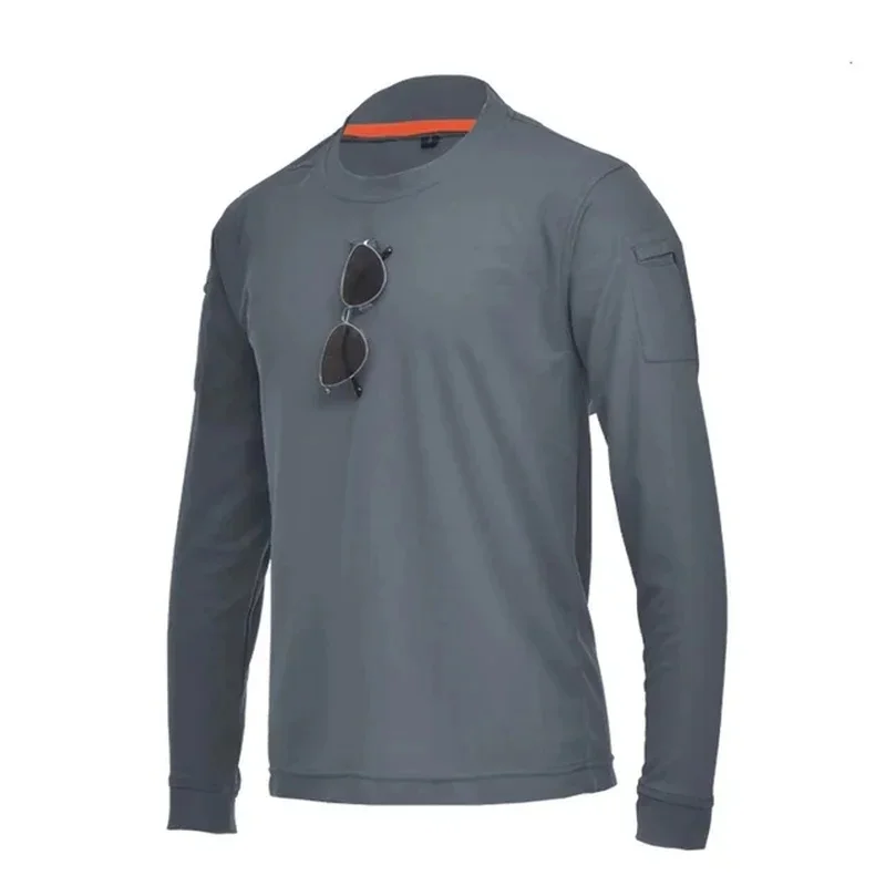 Fan Long Sleeve Shirt Men Loose Big Size Stretch O-neck T-shirt Outdoor Hiking Climbing Training T Shirt