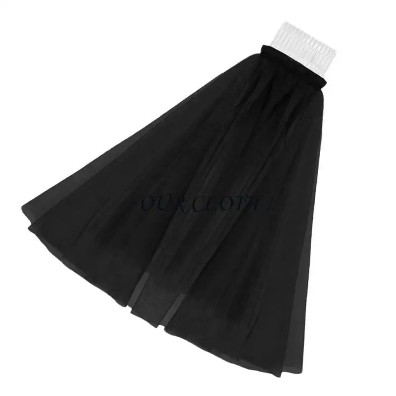 

Elegant Black Tulle Veil for Halloween Party Comfortable Day of the Death Bridal Veil All Ages Masquerades Party Wear Y1AC