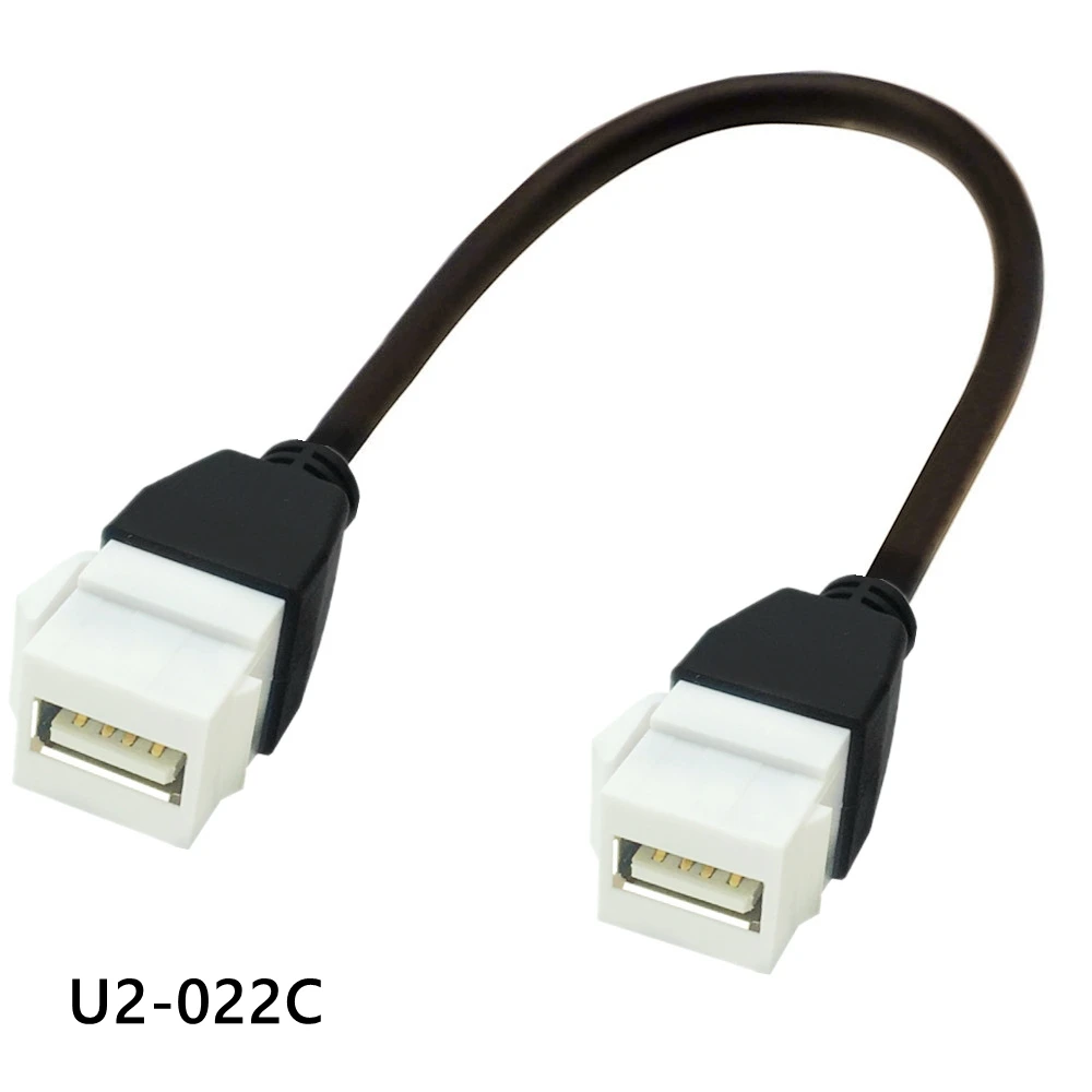 USB 2.0 A Female M to F Male Panel Mount Insert Extended charging data USB3.0 cable Cord Adapter for Wall Socket Face Plate 20cm