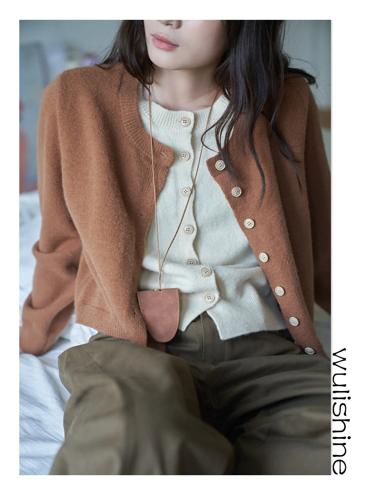 

Women's Knitted Open Cardigan Sweater Soft Acrylic Fabric Casual Sle round Ne Button Detail Fake Two-Piece Design Autumn ...