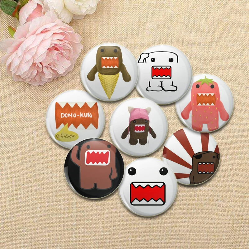 DOMO Tooth Expression Pack Pins Round Cartoon Funny Brooches for Backpack Cothes Accessories Handmade Badge Hat Decoration