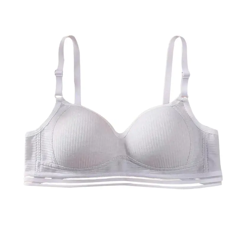 Screw Thread Fixed Cup Young Girl Bra Thin Cup Large Chest Appears Smaller Bra Comfortable Breathable Sporty Shockproof