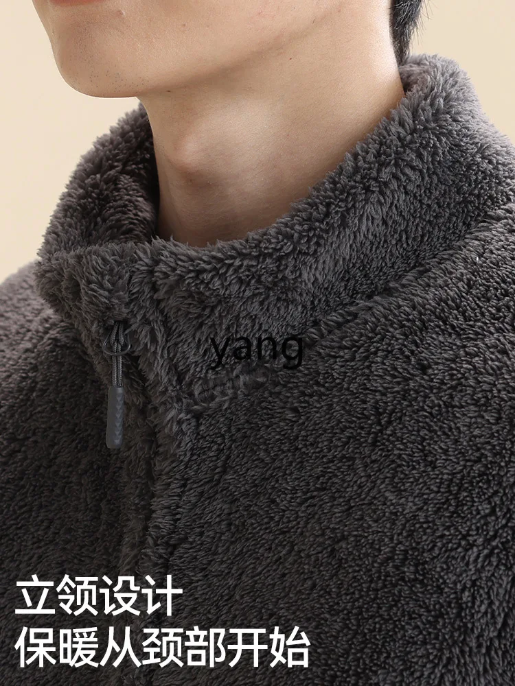 ملابس مريحة من القطن LMM سميكة ودافئة ومريحة تناسب الخريف والشتاء سترة صوفية بسحاب وياقة واقفة يمكن ارتداؤها في الخارج #2