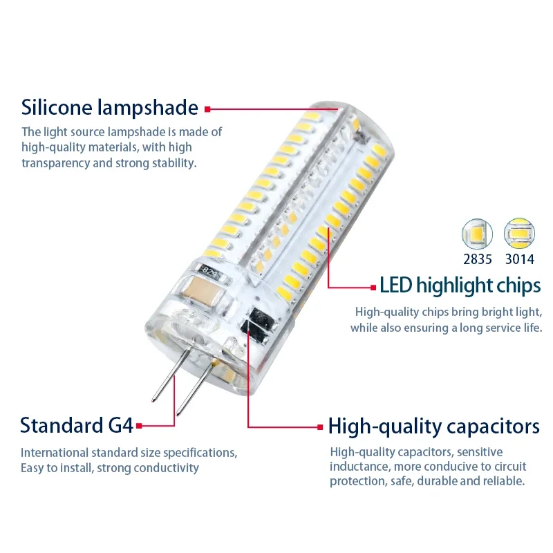 10Pcs LED G4 Lamp AC/DC 12V 220V Lampada LED G4 2W 3W 4W 5W 6W 9W 12W Bulb 360 Beam Angle Replace Halogen Spotlight Chandelier