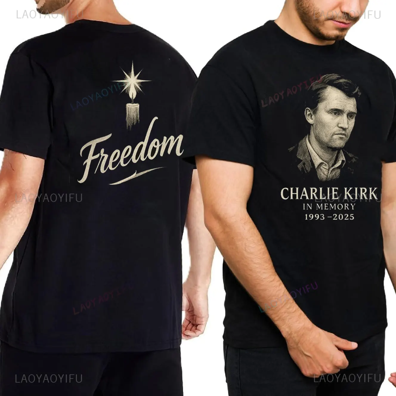 Charlie Kirk Freedom Memorial T Shirt Harajuku Graphic T Shirts Men Clothing 2025-9-10 PRAY. PROTEST. PROTECT. Charlie Kirk