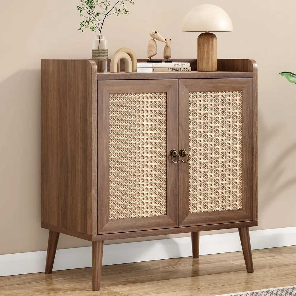 

Sideboard Buffet Cabinet with Storage with Rattan Decorated Doors, Vintage Side Cabinets for Dining Room, Living Room,Hal