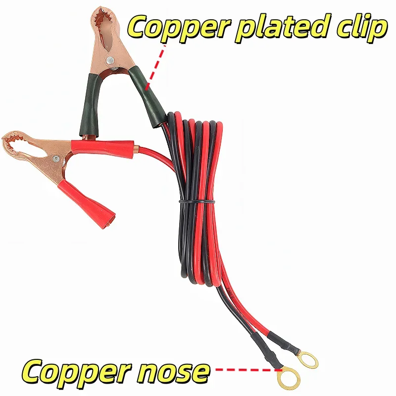 2PCS Car 50AMP Battery Inverter Wire Power Transfer Cable Alligator Clip Ring Terminal Hole