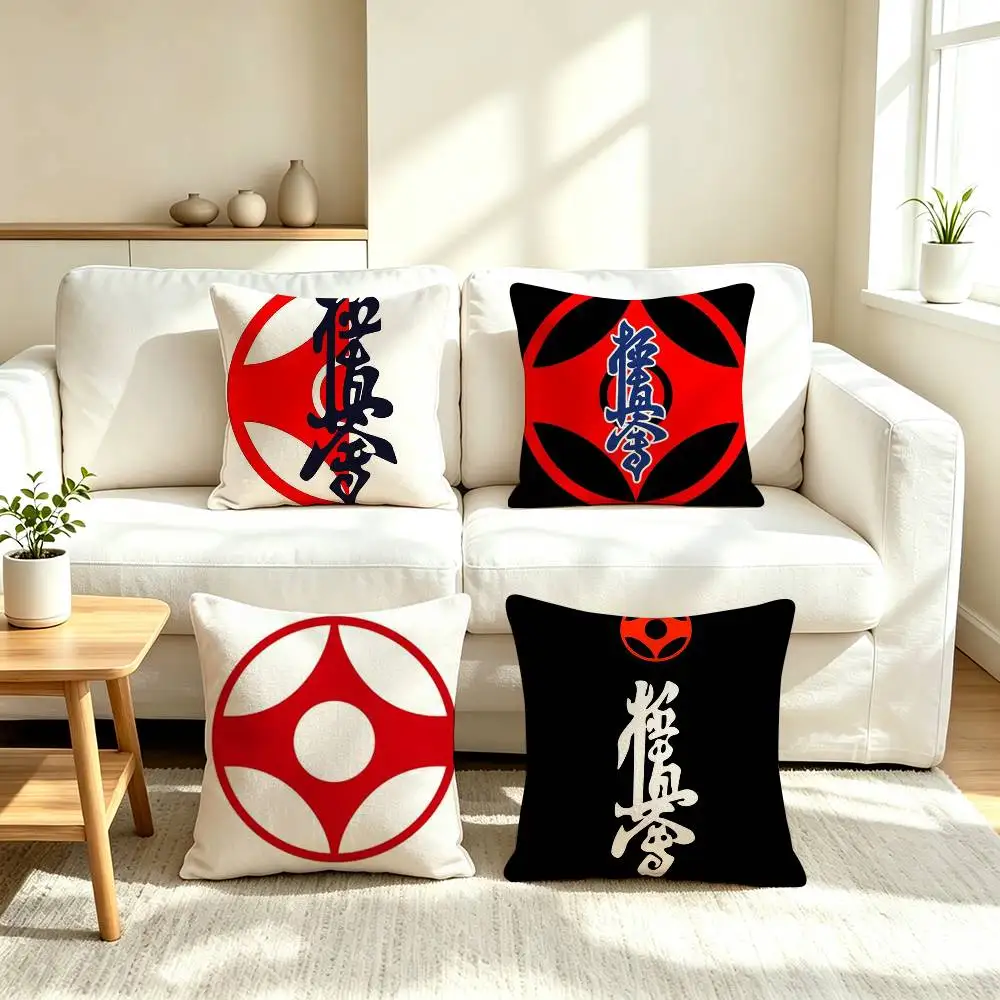K-Kyokushin Karate L-Logo  Square Double-Sided printed Pillow Case Bedroom Bedside Pillow Sofa Cushion Cover