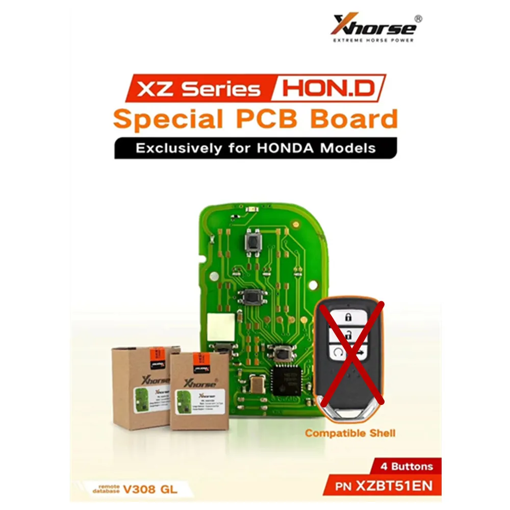 1/2ชิ้น xhorse Honda รีโมทอัจฉริยะอเนกประสงค์ PCB 2ปุ่ม XZBT51EN โดยไม่มีกล่องกุญแจ