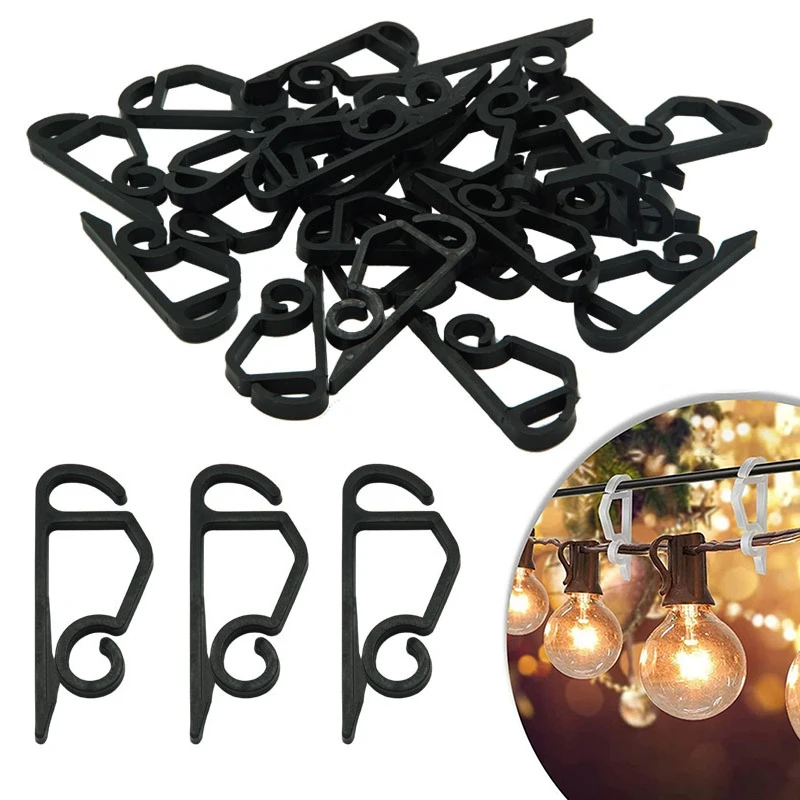 100 Pack Christmas Light Clips Outdoor -Weatherproof Christmas Light Hangers Gutter Hooks For Christmas Holiday Black