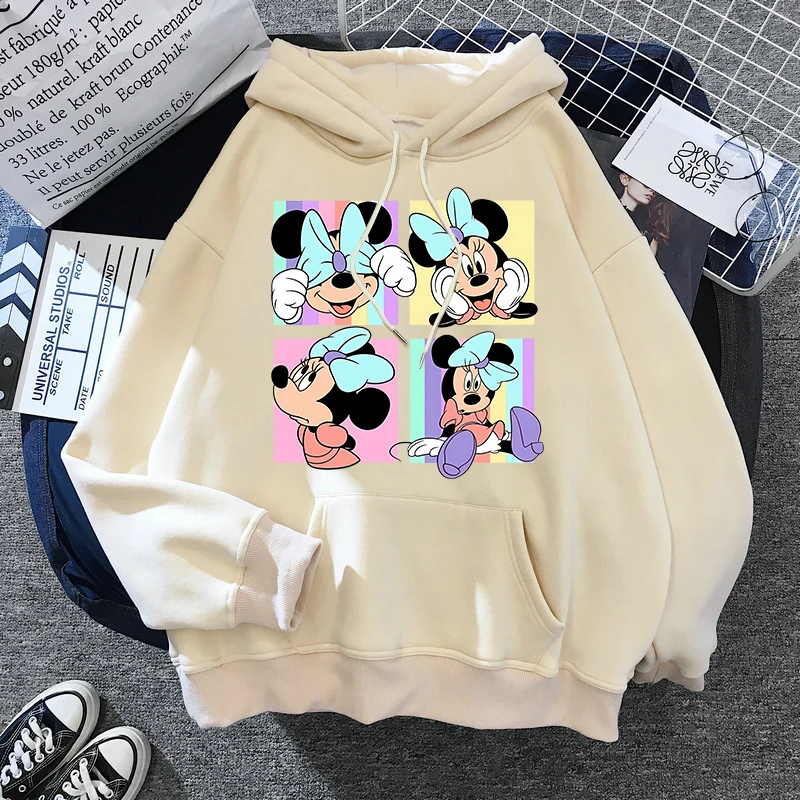 Y2K Minnie Disney bluza z kapturem krótki Top Mickey Mouse damskie bluzy z kapturem bluza dla dzieci chłopcy dziewczęta Harajuku Streetwear ubrania