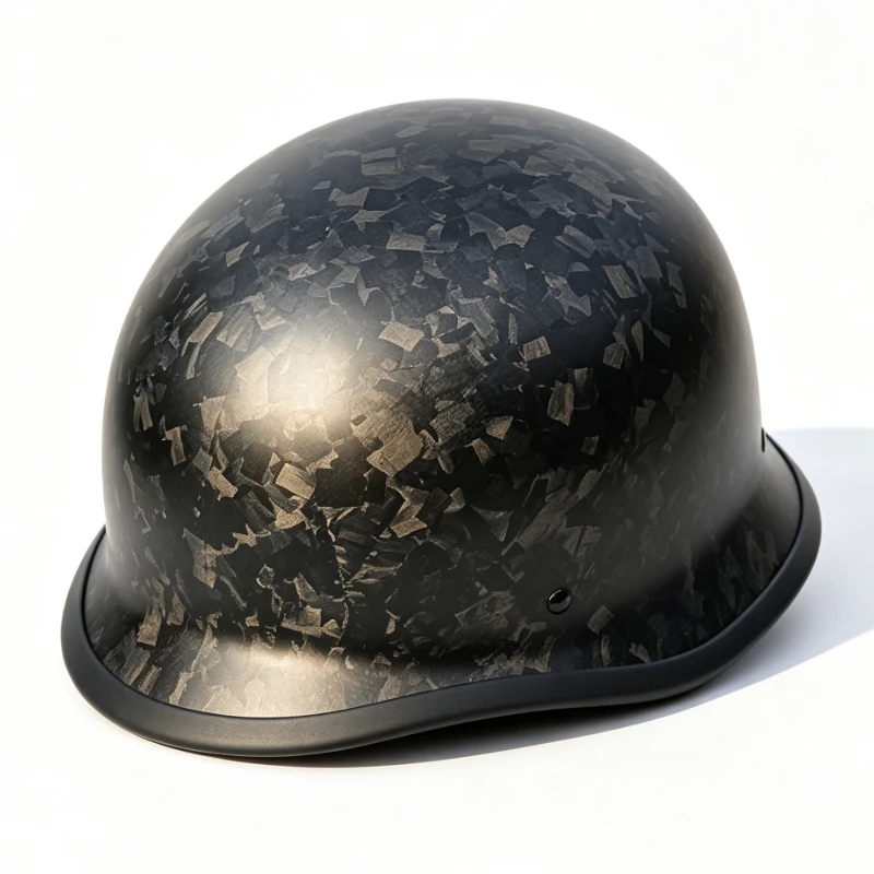 

DOT Bright Black German Style Carbon Fiber Half Helmet Motorcycle Open Face Helmet Vintage Street Bike Touring Cruiser Scooter