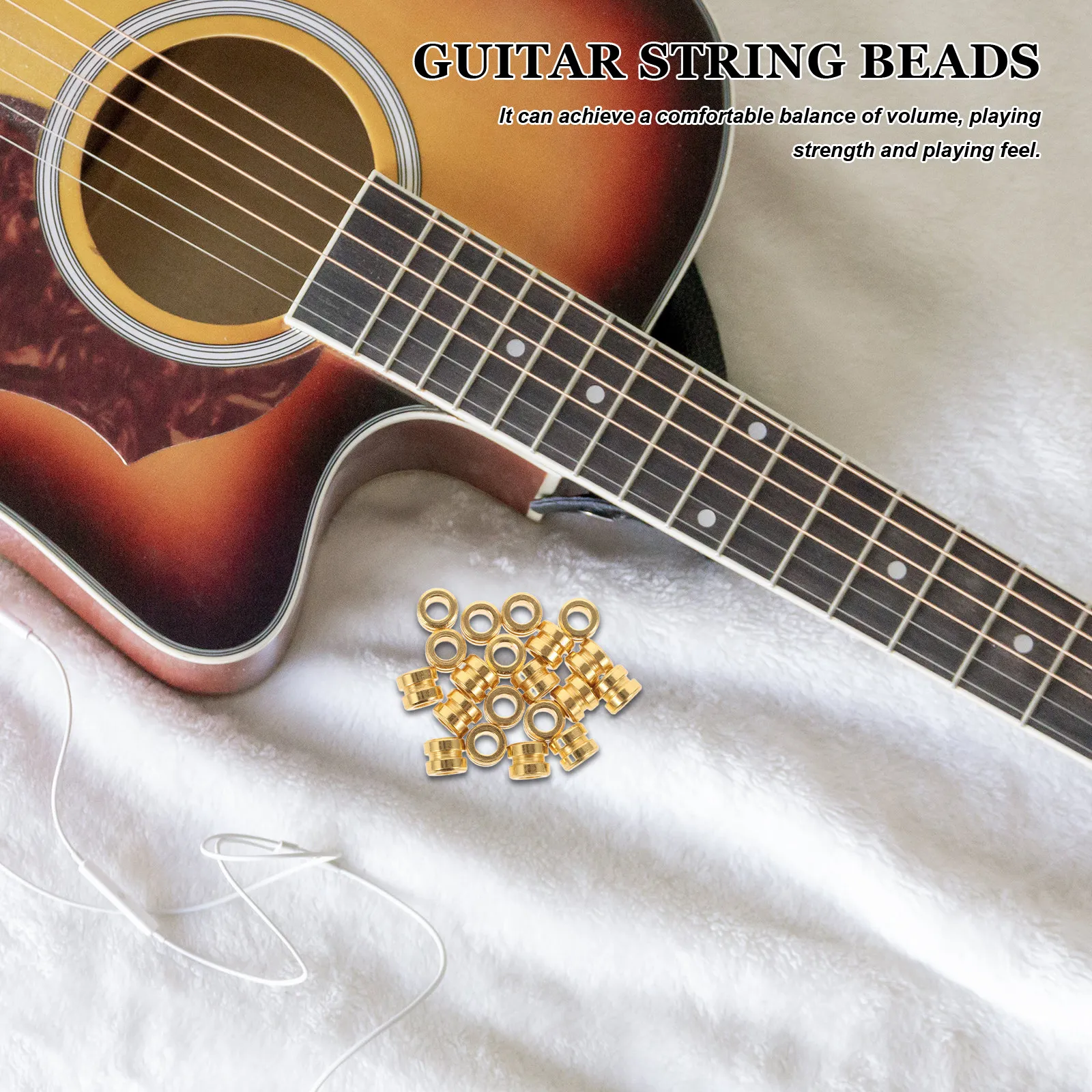 20pcs Guitar String Beads for Acoustic & Electric Guitars – Enhance Sound Clarity and String Stability