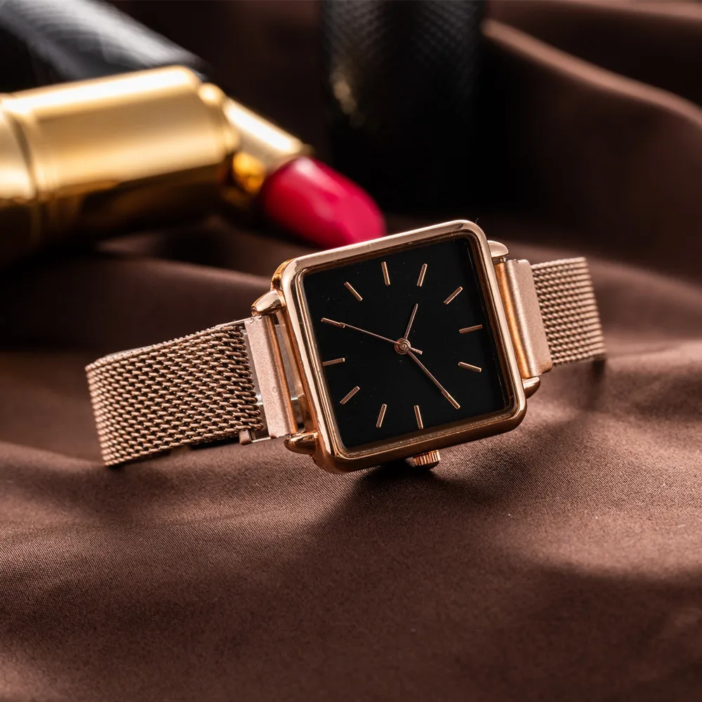 Luxury Women Watches Fashion Simple Square Ladies Quartz Wristwatch Metal Mesh Strap Elegant Lady Women's Watch Gift Reloj Mujer
