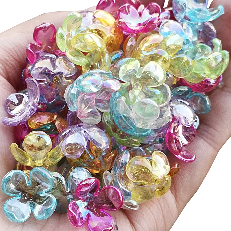 7*17mm AB Colors Acrylic Flower Beads Ornament Accessories Fashion Earring Necklace Bracelet Floating Charms Beading 1100pcs