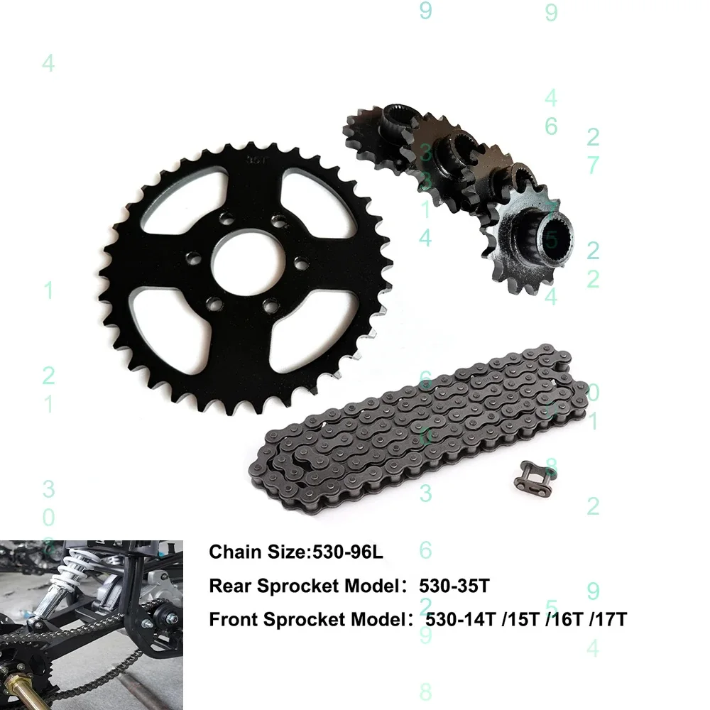 530-35T Rear Sprocket 96 Chain Front 14T-17T Teeth for GY6 125cc 150cc Quad Dirt Pit Bike ATV UTV Buggy