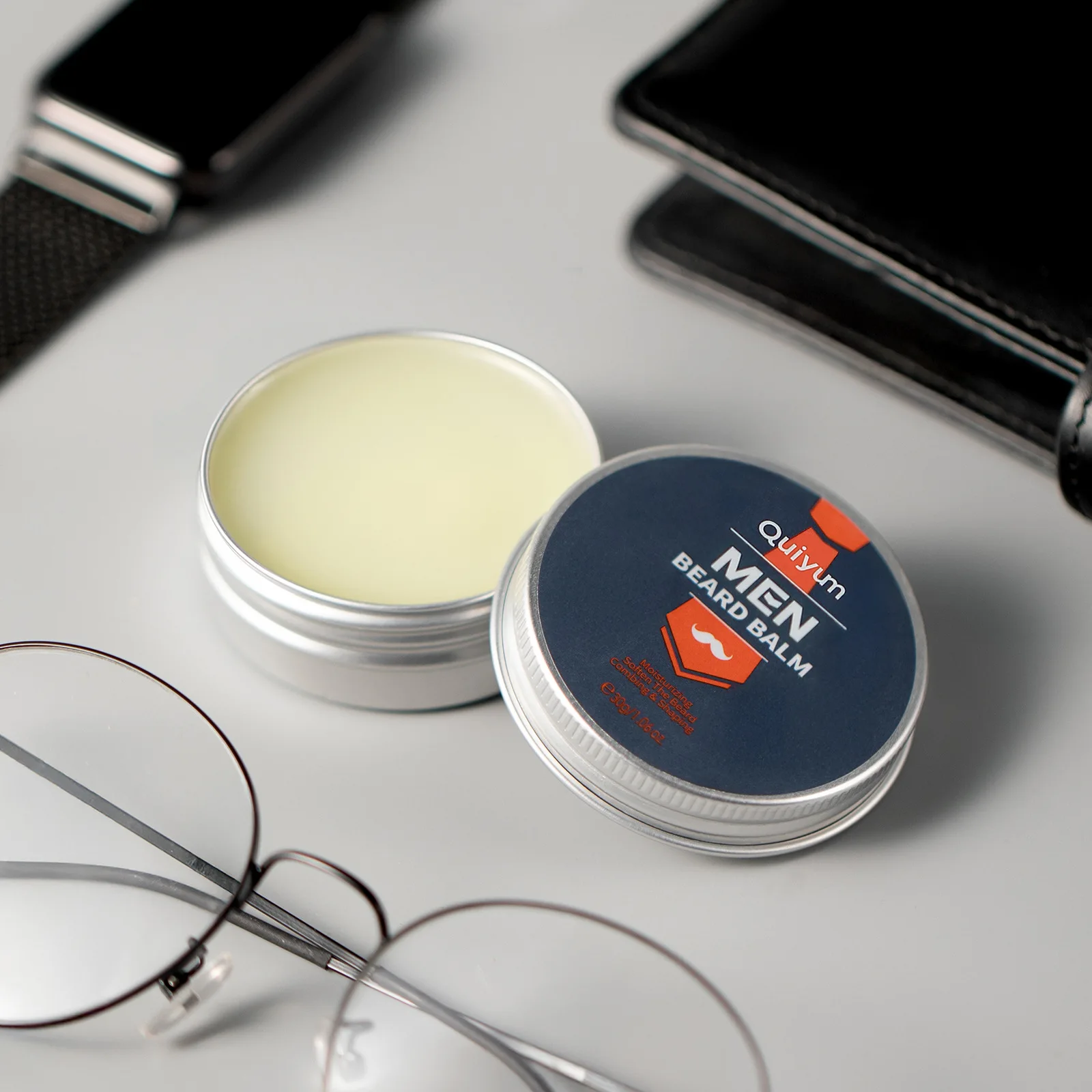 

QUIYUM Beard Balm 30g, Thickening Growth Wax for Thicker Beard, Styling Hold Moisturizer Travel Size Patchy Beard Repair