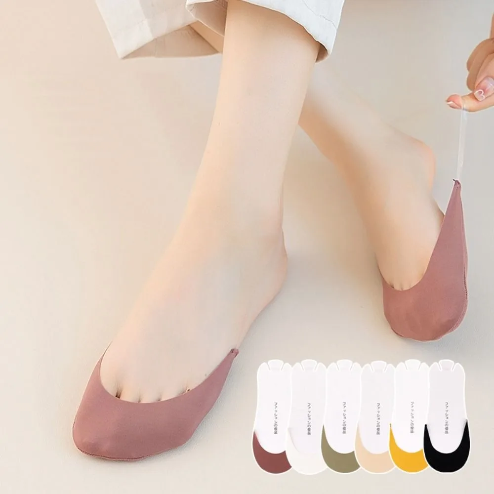 

5pairs Fashion Soft Cotton High Heels Socks Without Heel Non-Slip Boat Socks Breathable Half Palm Invisible Socks Ladies