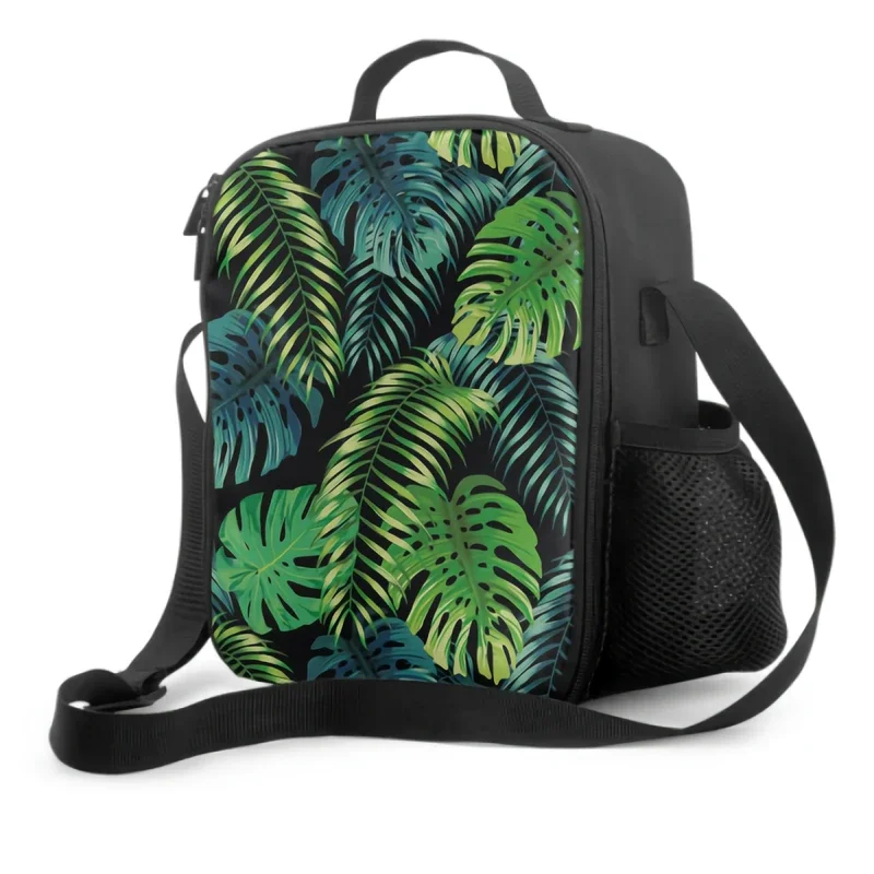 

Exotic Botanical Green Leaves Thermal Lunch Bags for Boys Girls Washable Tote Lunch Container Food Carrier for School Travel