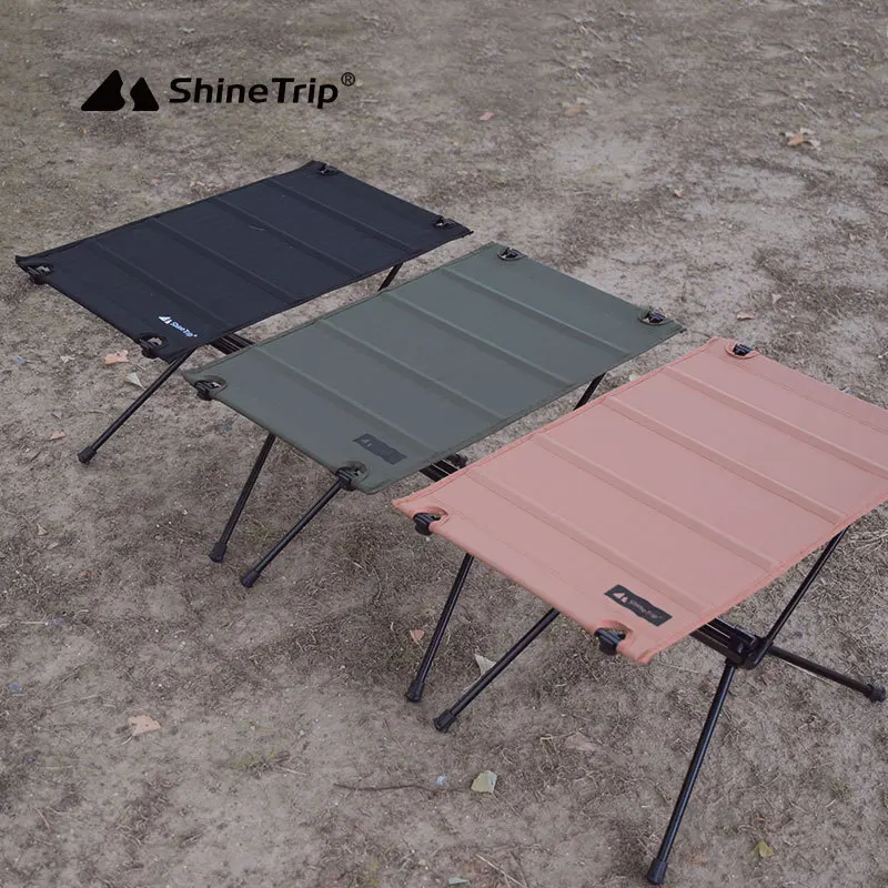 Shine Trip Outdoor Tragbarer Stoff-Klapptisch, multifunktionaler taktischer Tisch aus Aluminiumlegierung für Picknick, Camping, leichter Tisch