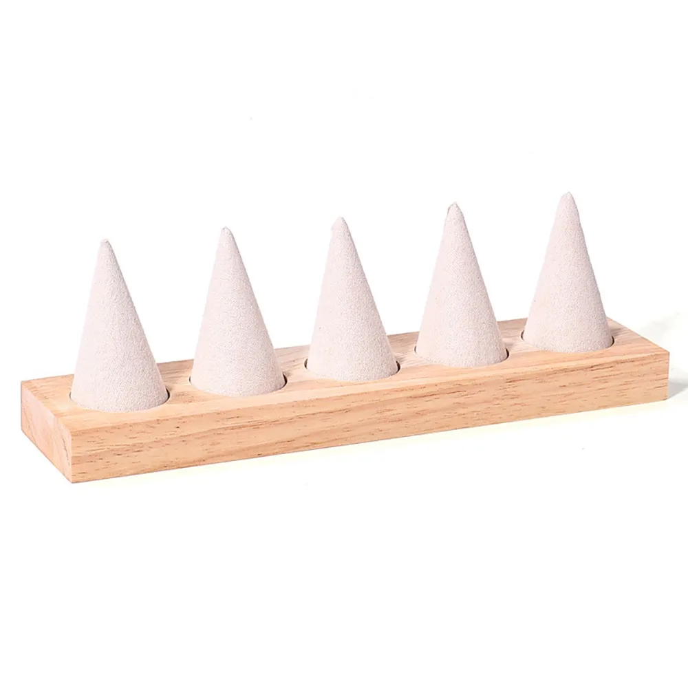 

Jewelry Display Cone Shape Rings Holder Multiple Size Lightweight Flannelette Rings Display Stand Storage Rack Vintage