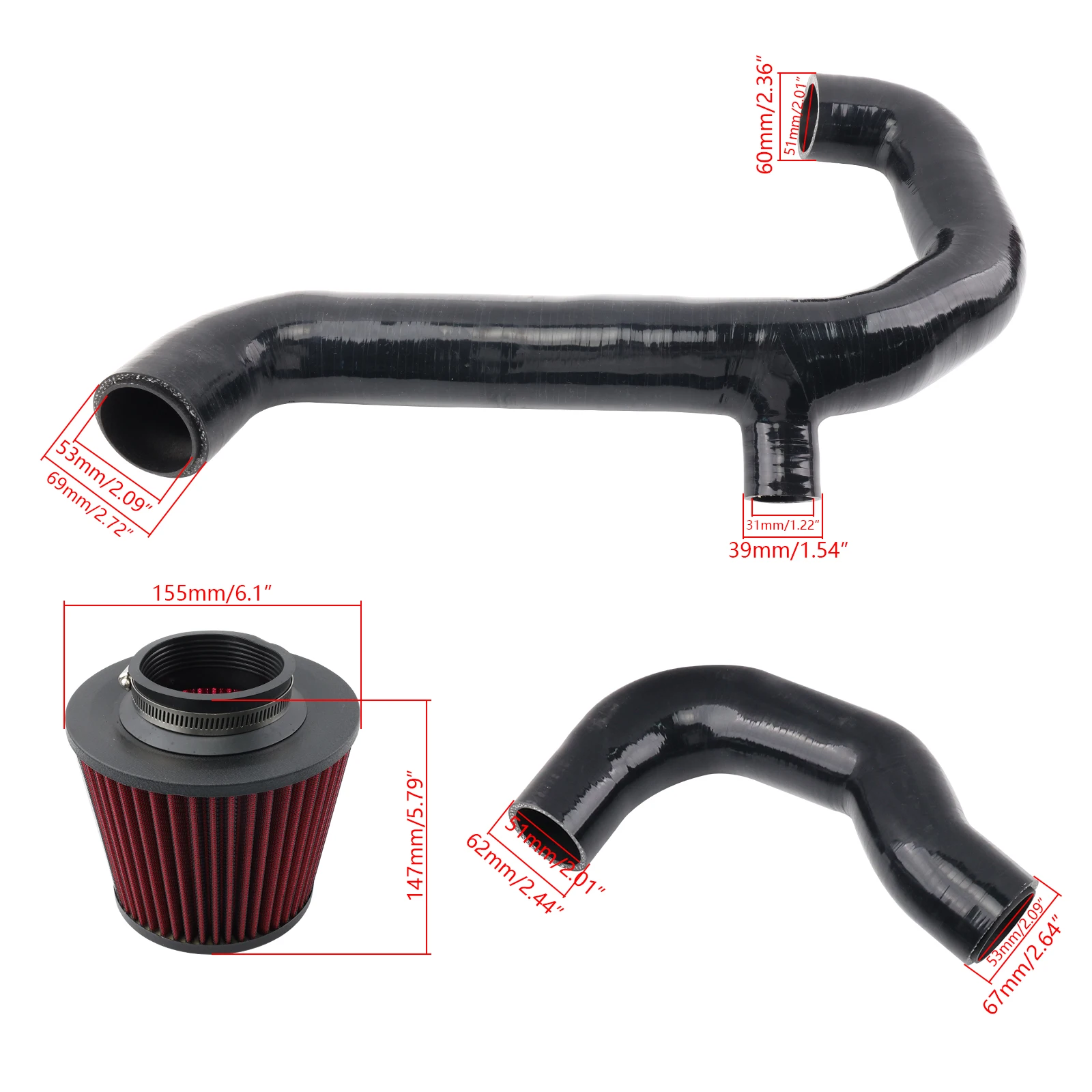 N54 High Flow Mushroom Head Intake Kit Fit BMW 135i 335i 335is E90-E93 07-10