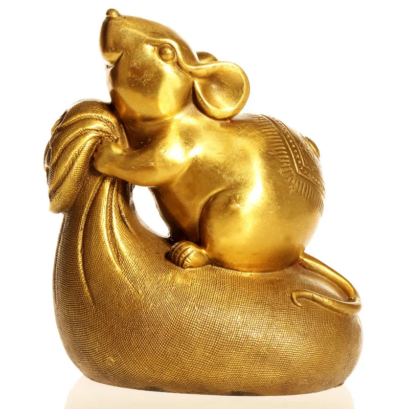 Lucky Pure Copper Bag Mouse Geomancy Decoration Fortune Zodiac Rat Furnishings Ornament