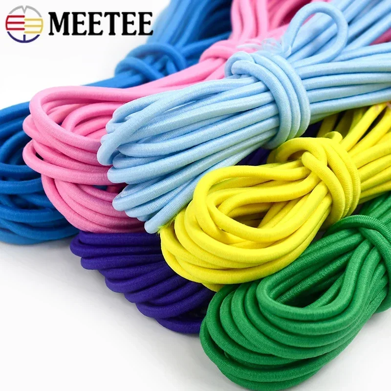 5/10/20M 4mm Round Elastic Rope Colorful Rubber Band HairBand Elasticity Cord Sewing Elastics Line Belt Spring Drawstring Manual