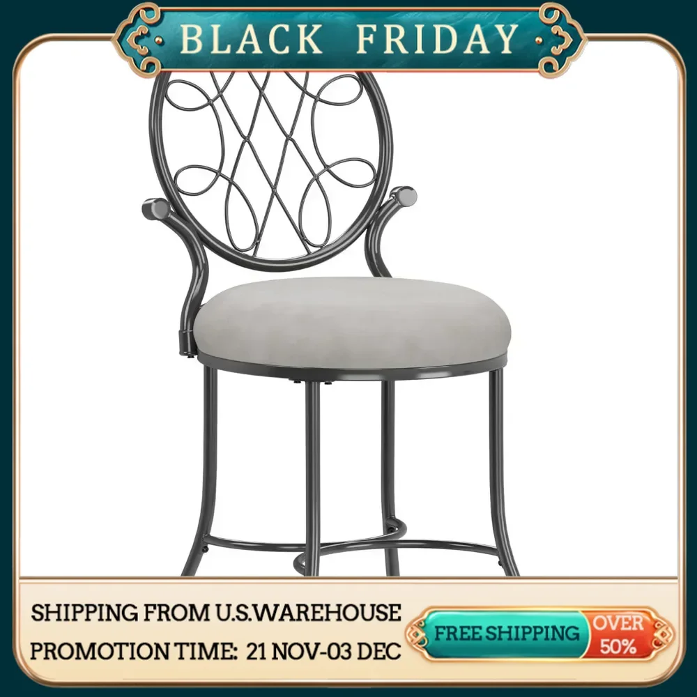 Metallic Gray Stool Chair Vanity Stool With Spiral Pattern Design Furniture Living Room Home Suitable for botanical gardens