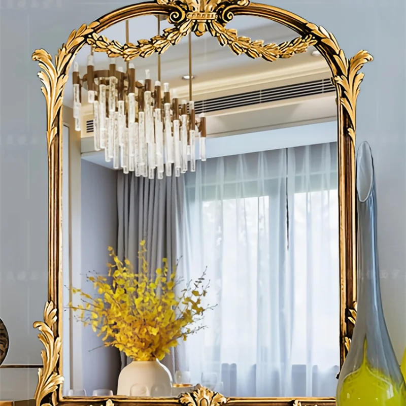 Vintage Wall Decorative Mirror Nordic Bathroom Gold Shower Cosmetic Decorative Mirror Makeup Espelho Grande Decoration Home