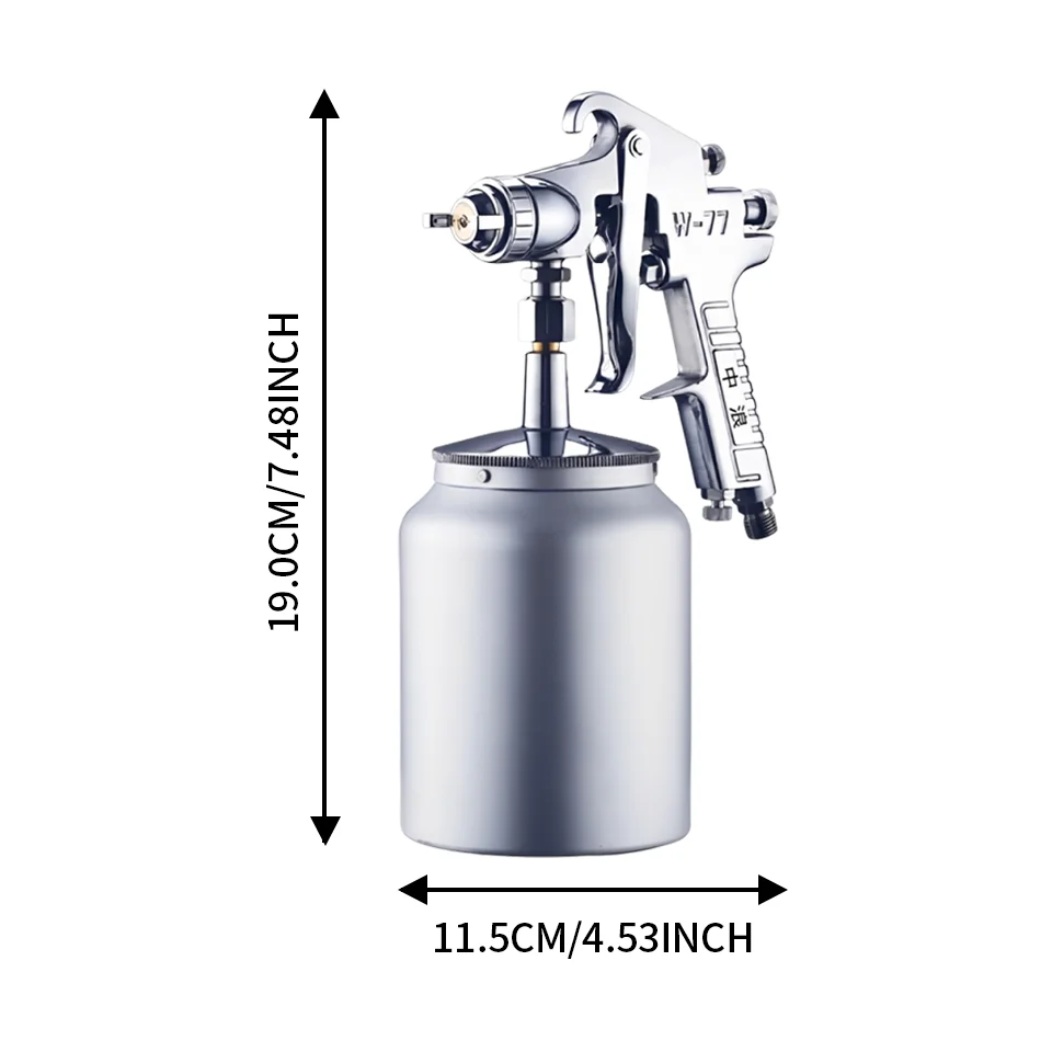 A Medium-Sized Spray Gun, W-77-2S, Bottom Pot Type, 4.0mm, Includes Components, Suction Type, Suitable for Wood Painting, Metal Rust Prevention, Wall Coatings, Furniture Renovation, Walls, Ships, Instruments, Mechanical Equipment, Etc