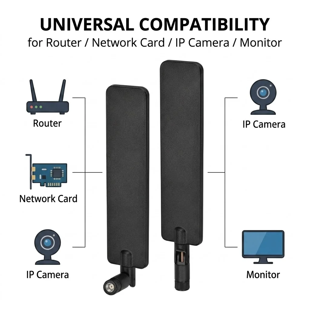 Bingfu 2pcs Tri-band WiFi 2.4GHz 5GHz 6E 8dBi MIMO RP-SMA Antenna for WiFi Router Wireless Network Card USB Adapter Security IP
