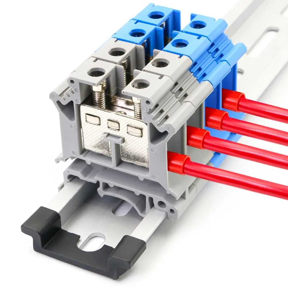 Din Rail Terminal Blocks 10Pcs UIK-16 Universal Class Connector Screw ConnectionTerminal Strips Blocks UIK16 Wire Conductor