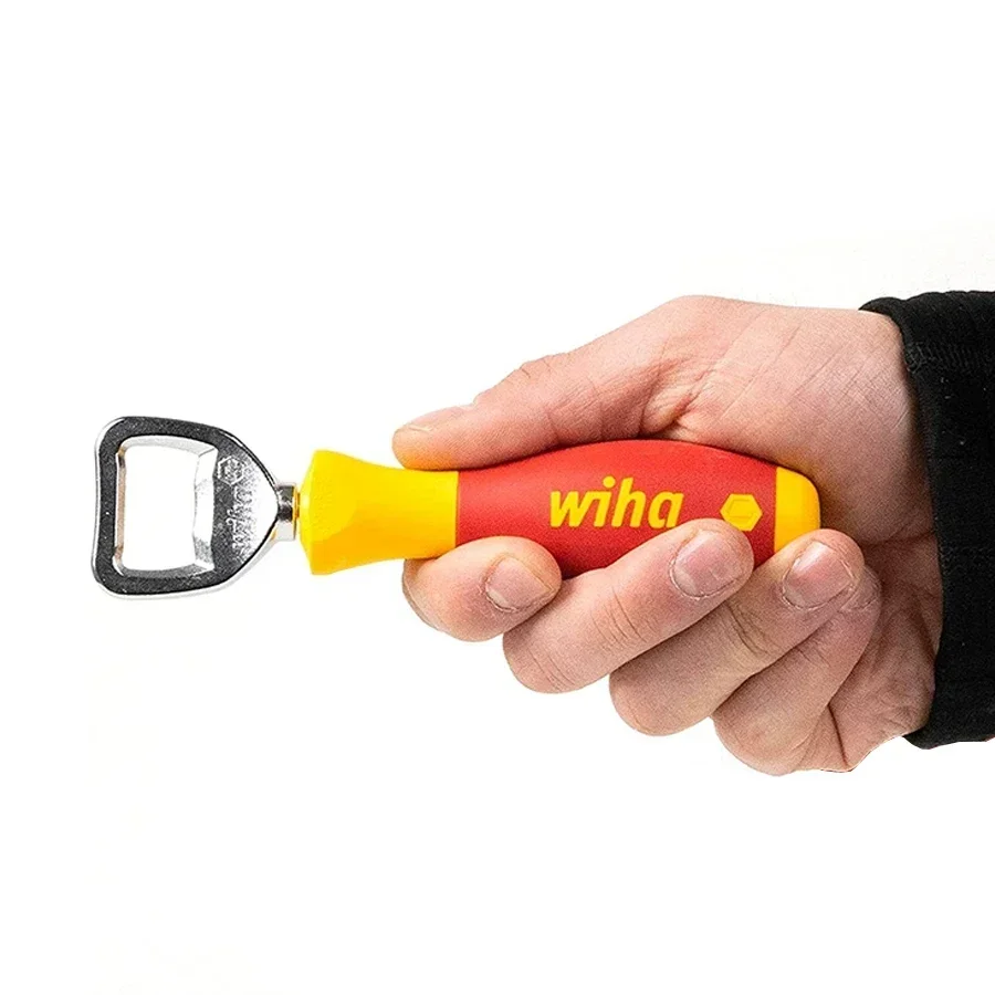 WIHA SoftFinish Multifunction Bottle Opener with Screwdriver Handle for Bottle Cap & Kitchen Stainless Steel Bottle Opener 04703