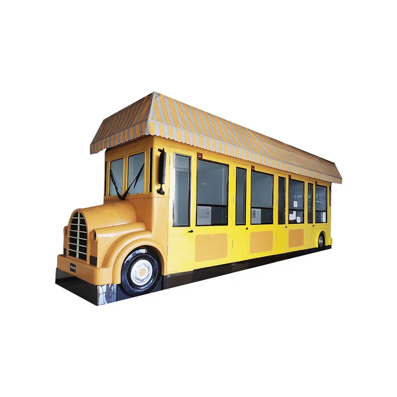 Vintage gourmet snacks for sale Food truck Commercial multi-function stall car Internet celebrity clock in FRP bus