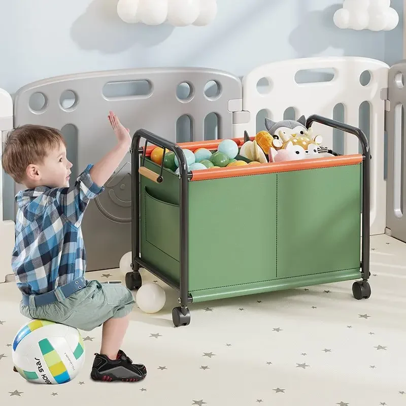 Floor Standing Mobile Storage Cart Multifunctional Organizer Toy Trolley Basket Wheels Movable Storage Cart Utility Cart
