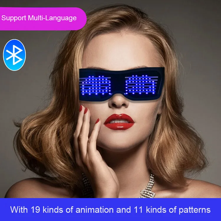 Glasses Display Customize Flashing Messages Animations App Luminous Programmable LED Glasses with Blue Tooth