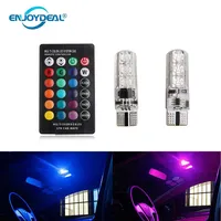 2pcs 5050 SMD RGB Blub T10 Light Blub RGB 6 LED Wireless Control Auto Car Wedge Side Lamp Instrument Light highway Flash/Strobe