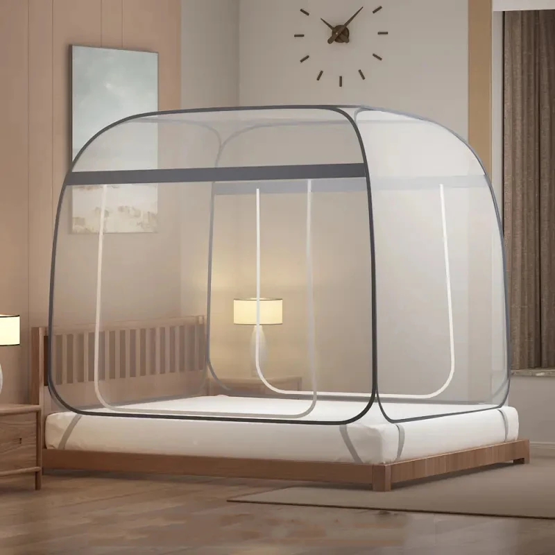 Minimalist Style Square Top Large Space Home Mosquito Net Mongolian Yurt Double Bed Mosquito Net Summer Double Door Mosquito Net 