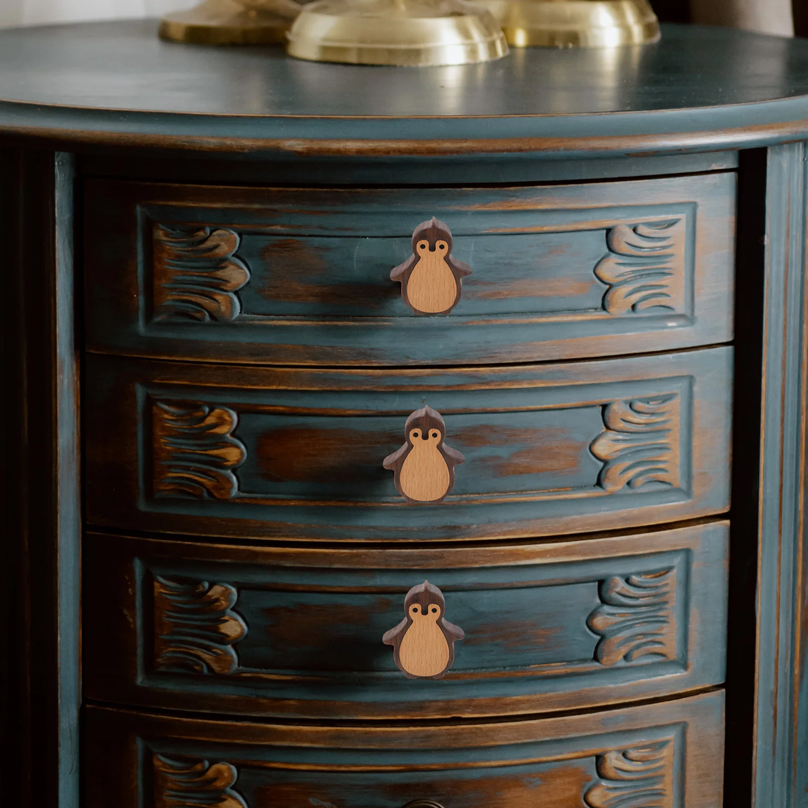 

1pc Penguin Door Handle Wood Cabinet Pull Nordic Style Drawer Pulls Dresser Handles Furniture Knob Room Bedroom Decorative