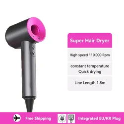 LISN New Professional High-speed Hair Dryer Negative Ion Hair Care 110000 Rpm European Plug 62m/s Wind Speed 1600W Quick Drying