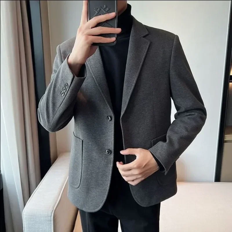 Double Breasted Youth 2 Piece Outfit Set Male Korean Clothes Spring Autumn Ceremony Luxury Pants Full Men\'s Suits and Blazers