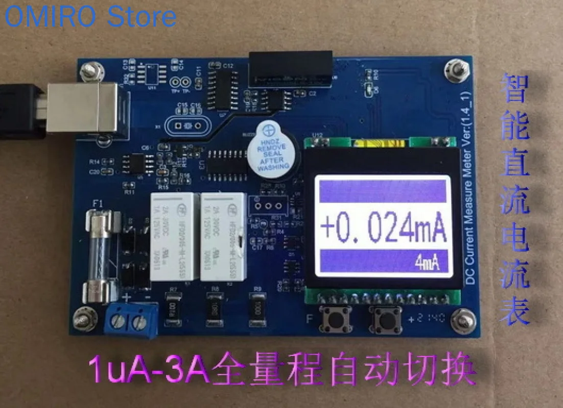 

DC Current Measuring Board, Manual / Automatic Range, Micro Ampere Measurement, Intelligent UA Meter 1ua-3a, with LCD Screen