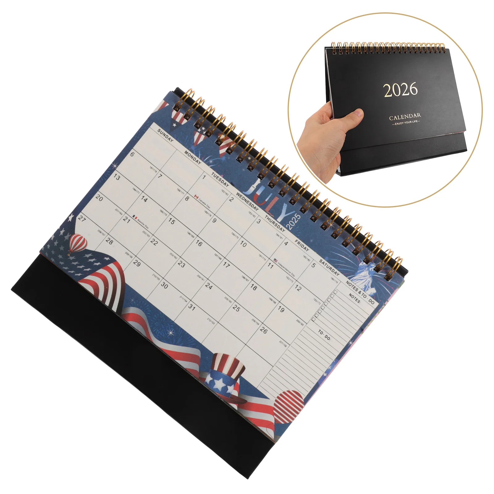 

2026 Small Desktop Calendar Stand Up Monthly Memo Planner Stylish Elegant Design Home Office Decor Black Standing Calendar