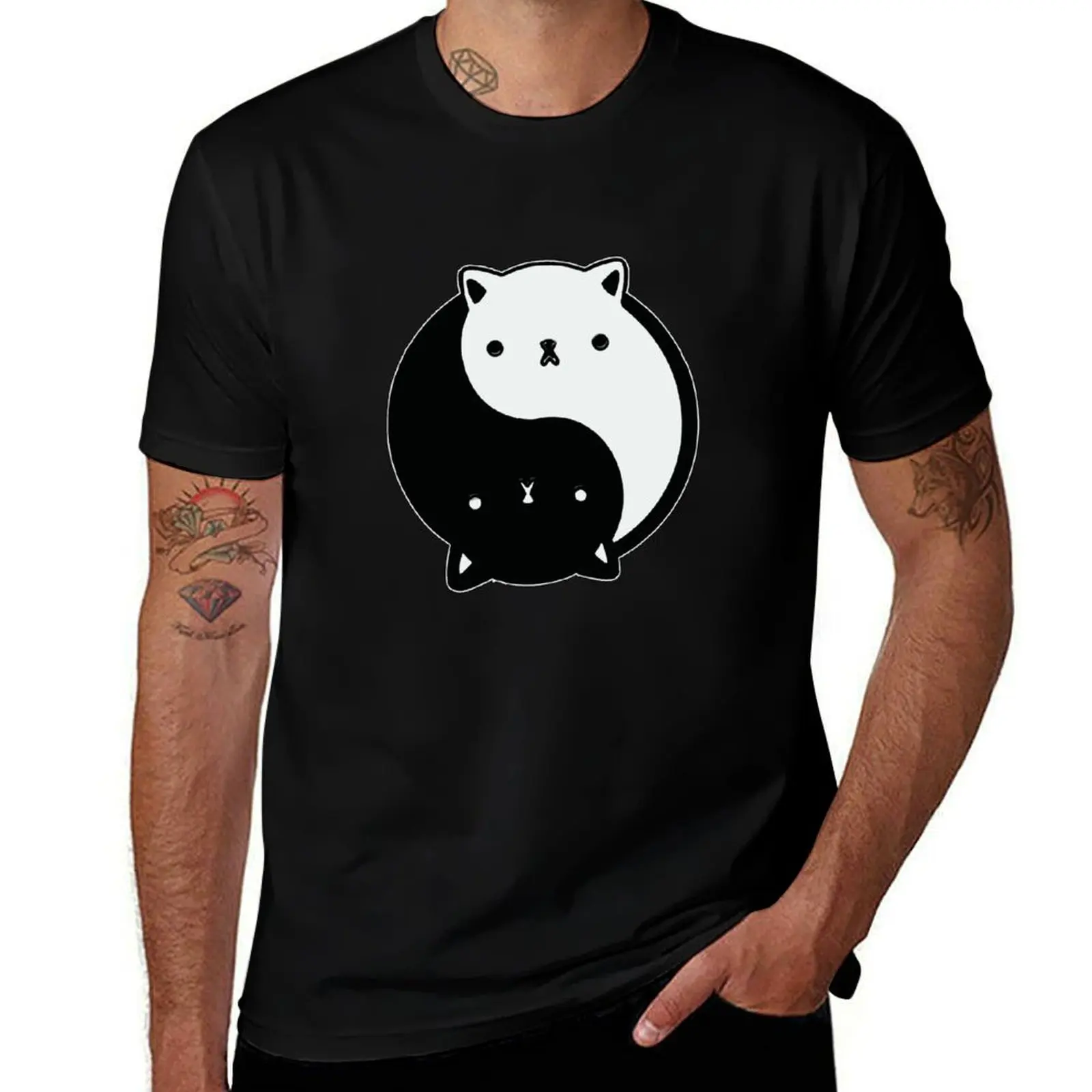 

Cute Cat Yin Yang Kawaii Tshirt T-Shirt funny t shirts dark humor t shirts for man pack cotton T-Shirt