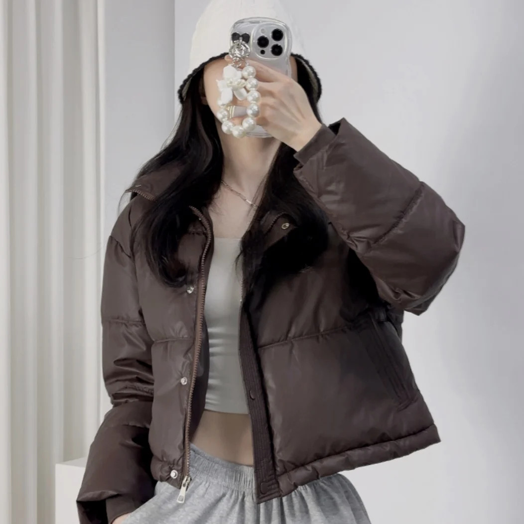 Dames chique winterjas Thiened opstaande kraag Brood Sle Warmte Bovenkleding Loose Fit Lang Sve Cotton Jaet