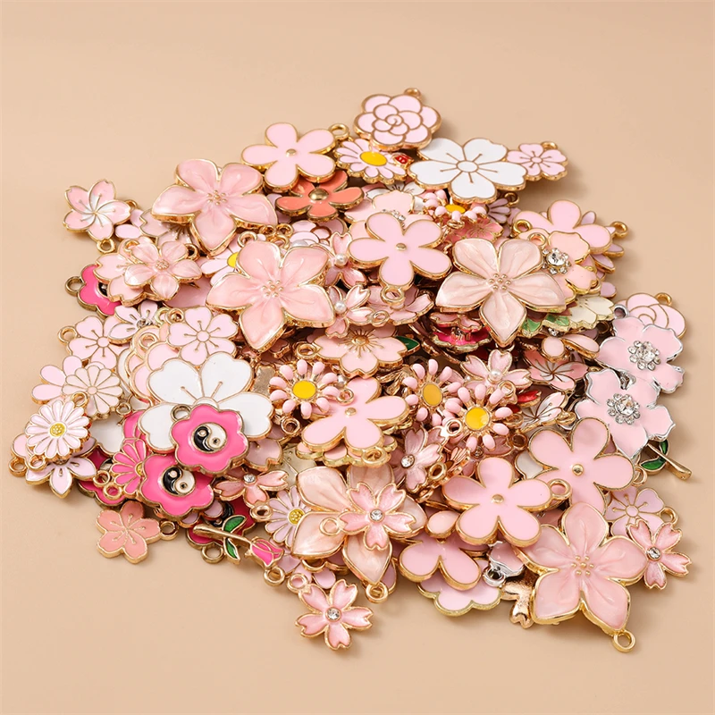 10/20 Stück Gemischte Zufällige Bunte Emaille-Blumen-Anhänger für Schmuckherstellung Ohrringe Halsketten Armbänder DIY Bastelbedarf – Detail 26