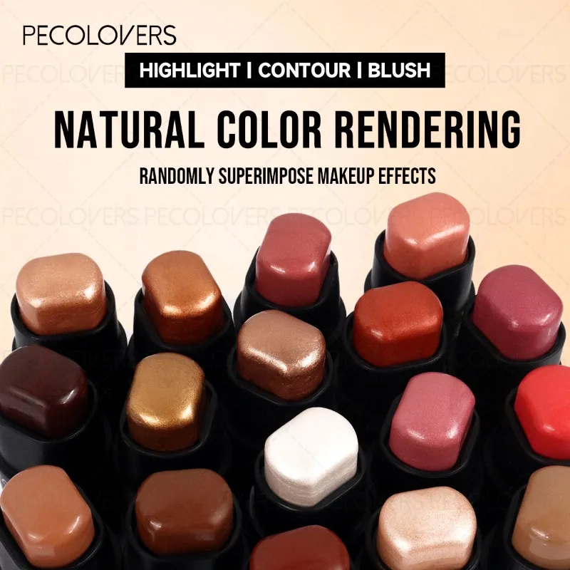 Bastão de maquiagem multifuncional, blush facial, seleção multicolorida, à prova d'água e à prova de suor, cosméticos faciais
